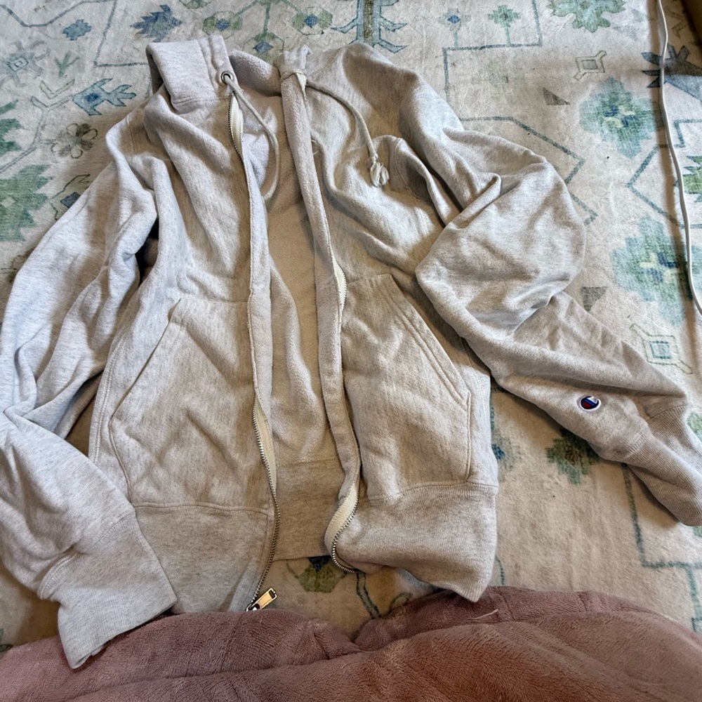 Champion Light Gray Men's Zip-Up Hoodie